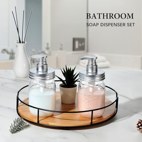 Amolliar Plastic Mason Jar Soap Dispenser with Pump Lid 16OZ - Silver