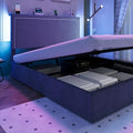Allewie Full Lift Up Storage Bed Frame with Charging Station, Grey