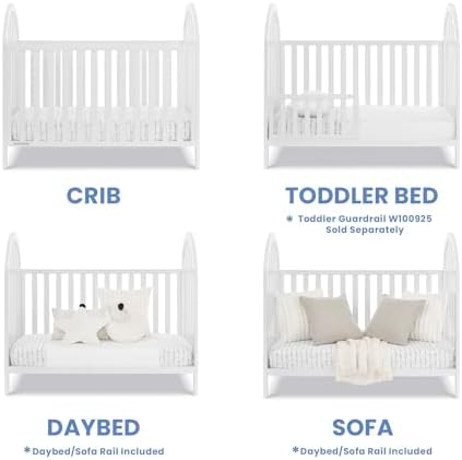 Delta Children Milano 4-in-1 Convertible Crib - Greenguard Gold Certified, Bianca White