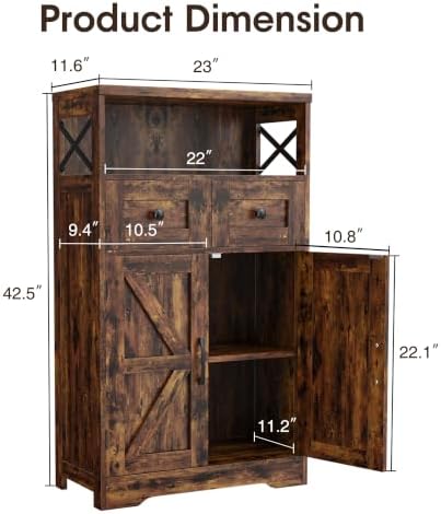 Farmhouse Storage Cabinet Set of 2, Small Kitchen Pantry Coffee Bar Cabinet
