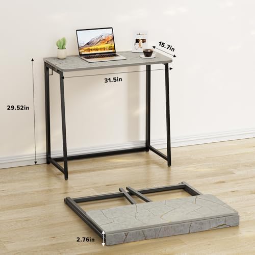 WOHOMO Folding Desk, 31.5" Foldable Computer Table for Small Spaces, Grey