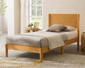 AMERLIFE Solid Wood Twin Bed Frame, Mid Century Bed with Headboard, Natural