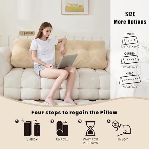 Zelladorra Headboard Pillow King, Triangular Wedge Pillow Headboard
