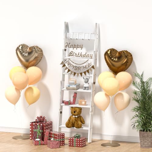 Blanket Ladders for the Living Room with 4 Hooks, 6-Tier Blanket Holder