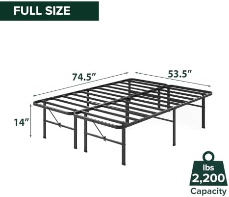 Zinus 14 Inch Rumi Metal Bed Frame, No Box Spring Needed, Black, Full