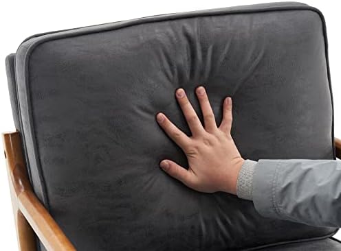Bonnlo Microfiber Dark Grey Mid Century Modern Accent Chair, Soild Wood Padding Lounge Armchairs Side Sitting Chairs for Living Room, Bedroom, Guest Room