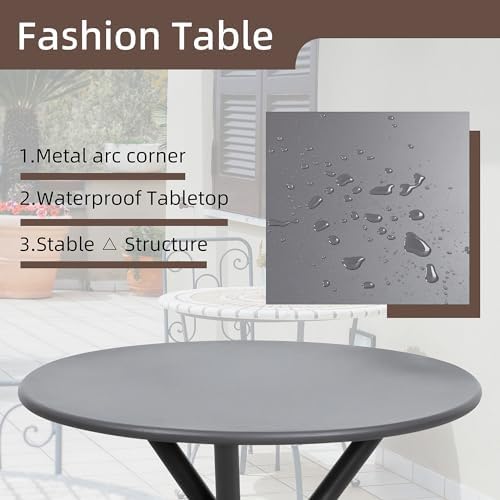 Shintenchi 3 Pieces Patio Bistro Sets, Outdoor Textilene Fabric Conversation Bistro Set, Textilene Fabric Front Porch Chairs Small Patio Furniture Set with Table for Lawn,Garden,Balcony (Grey)