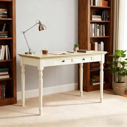 Beige Writing Desks with Drawers, 47" French Country Style