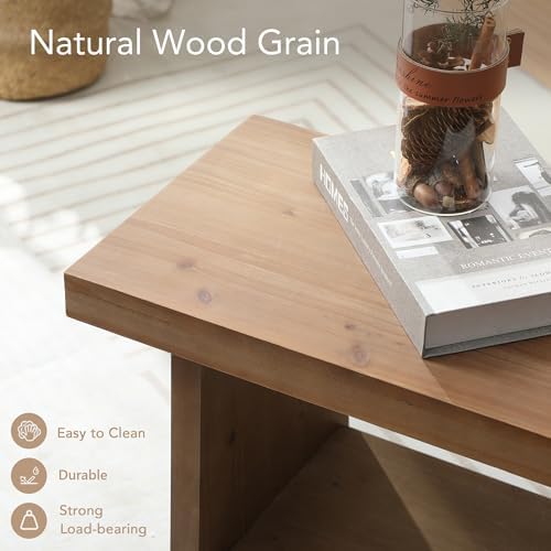 HOKYHOKY Wood Entryway Bench - 39.4" Farmhouse Long Storage Bench, Indoor