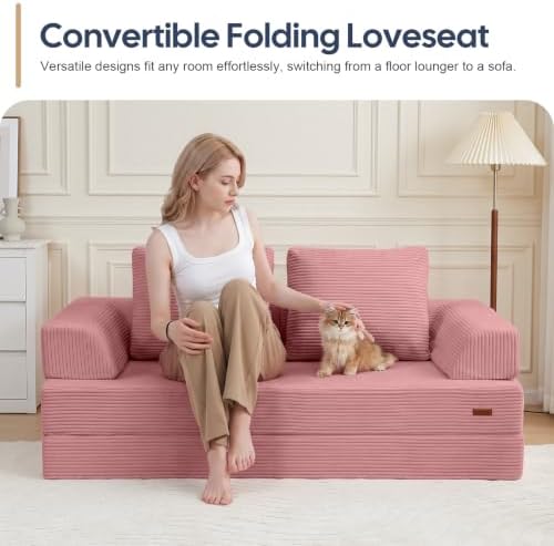 COMAX Convertible Futon Sofa Bed, 59" Folding Boneless Loveseat Small Couch