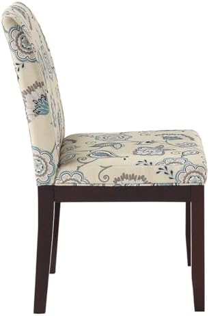 OSP Home Furnishings Dakota Upholstered Parsons Dining Chair with Espresso Finish Wood Legs, Avignon Sky