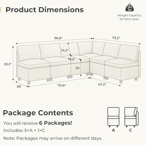 SITJOY Breakfast Nook Bench with Storage, Beige, 6 Seat (1 Corner)