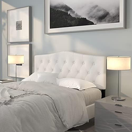 EMMA + OLIVER White Queen Tufted Headboard