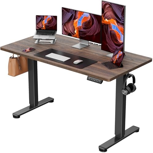 ErGear Height Adjustable Electric Standing Desk, 48 x 24 Inches Sit Stand up Desk, Memory Computer Home Office Desk, Dark Walnut