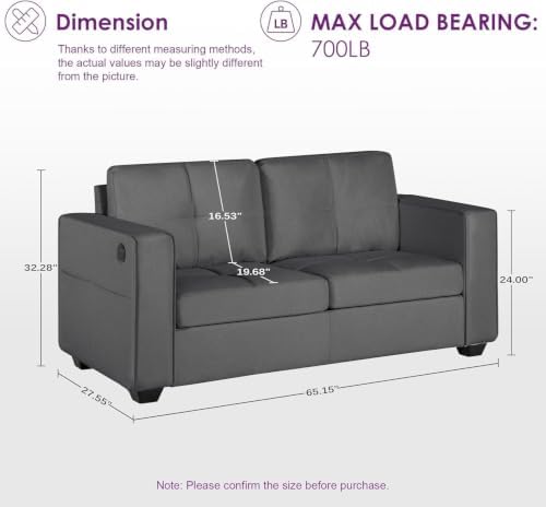 TYBOATLE 65" Small Couches for Bedroom, Modern Tufted Comfy Loveseat