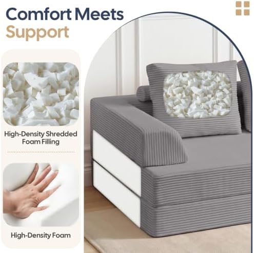 COMAX Convertible Futon Sofa Bed, 59" Folding Boneless Loveseat Small Couch