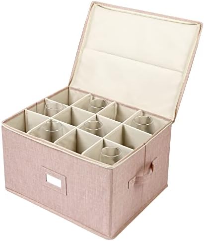 Wine Glass Storage Box, Stemware Storage Containers Cases with Dividers