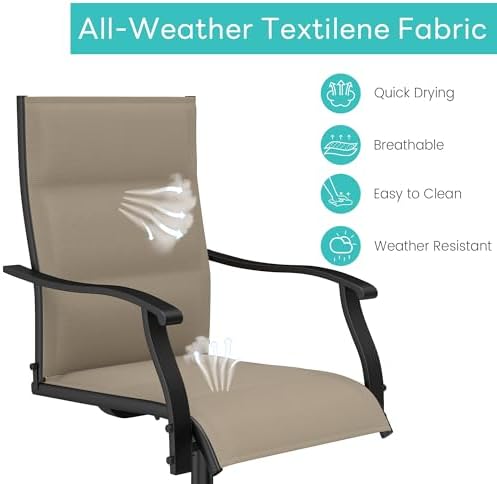 Murago Patio Chairs Set of 4, Outdoor Chairs Set of 4, Patio Chairs, Khaki