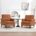 Accent Chair for Living Room, Modern Mid Century Reading Chair Armchair High Back Upholstered Armchair with Wooden Legs for Living Room Bedroom Office (Orange, 2pcs)