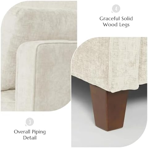 Luxury Oversized Accent Reading Chair for Living Room, 41", Chenille, Beige