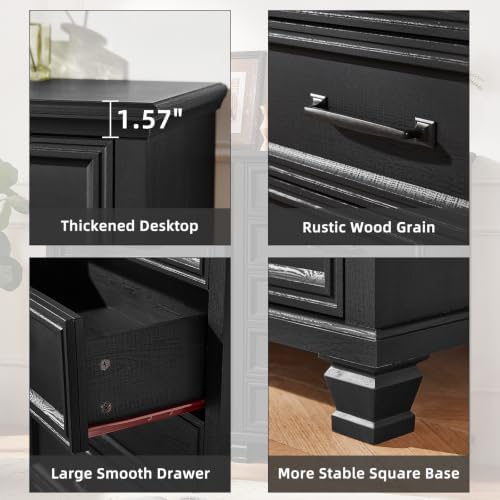 SAVOR LIFE Farmhouse Dresser Set of 2, Black