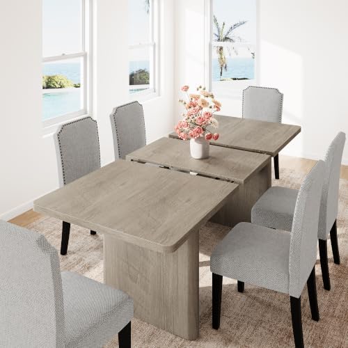 GarveeHome Rectangular 63"-82.7" Extendable Dining Table with Round Corner