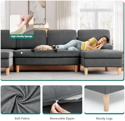 YITAHOME 109"Sectional Couches for Living Room,U Shaped Couch w/4 Seat Sofa