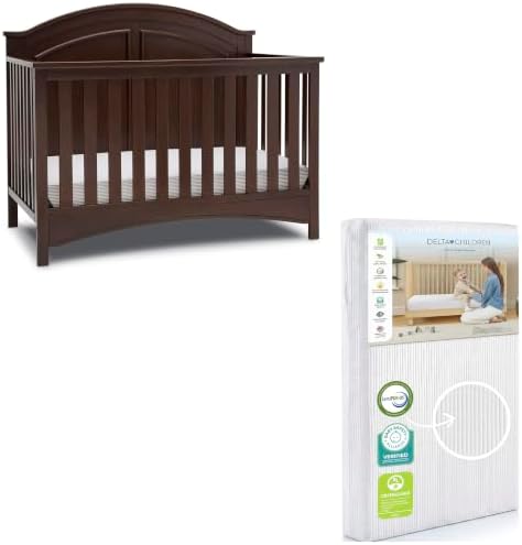 Delta Children Perry 6-in-1 Convertible Crib & Mattress, Walnut Espresso