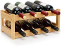 Bamboo Wine Rack, 2-Tier 8 Bottles Wine Storage Cabinet Shelf