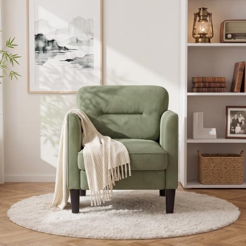 Kromax Accent Chair for Living Room, Comfy Upholstered Armchair, Green