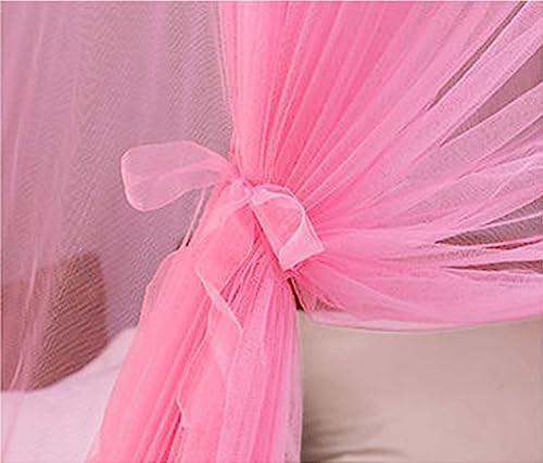 Kertnic Mosquito Net Bed Canopy for Girls, Princess Canopy Bed Curtain Fine Sheer Mesh Dome Bed Canopies, Girls & Adults Lace Tent for Twin Full Queen King Bed (Pink)