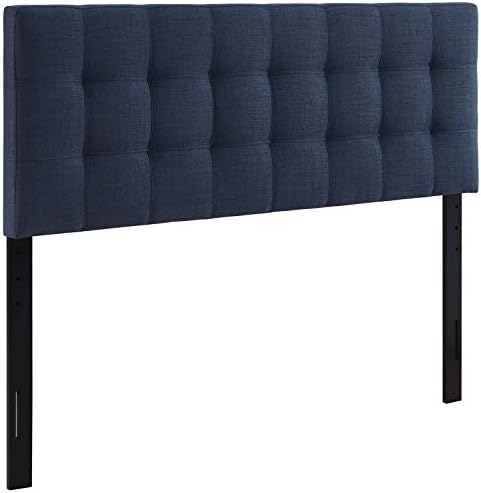 Modway Lily Tufted Linen Fabric Upholstered Full Headboard in Navy
