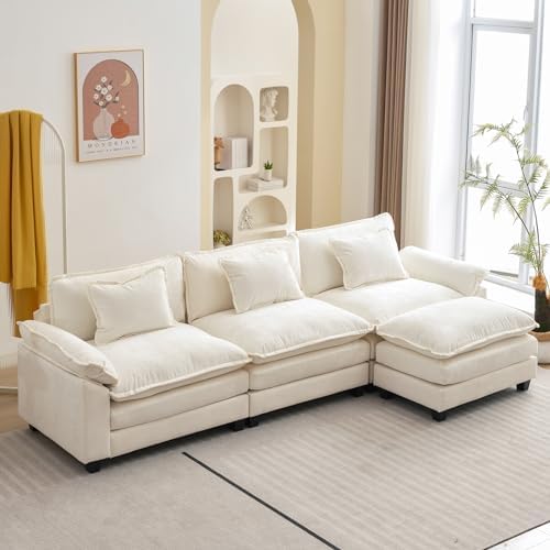 Oprisen 120" Modular Sectional Sofa, Comfy Deep Cloud Couch with Ottoman