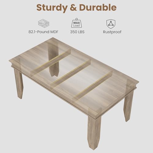 GarveeHome Farmhouse Dining Table for 4-6 People, 63" Long Kitchen Tables