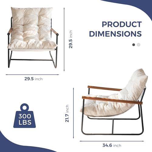 MAXYOYO Modern Accent Chair, Comfy Living Room Chair with Metal Frame