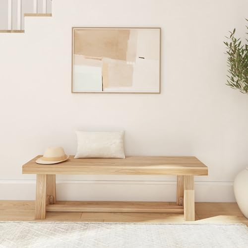 Plank+Beam Classic Dining Bench, 60 Inch, Blonde Wirebrush