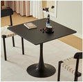 Square Dining Table, 31.5" Tulip Table with Thickened Tabletop & Metal Pedestal, Mid Century Modern Bistro Table for Kitchen, Small Places, Living Room, Cafe (Black)