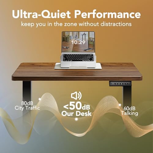 HUANUO 71x30 Inch Electric Standing Desk, Height Adjustable, Black Walnut