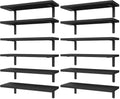 WOPITUES Wood Floating Shelves Set of 6, Shelves for Wall Decor, Farmhouse Shelf for Bedroom, Bathroom Storage Shelves, Book Shelves for Living Room-Black (Pack of 2)