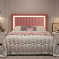 SHA CERLIN Queen Size Velvet Bed Frame with LED Light, Pink