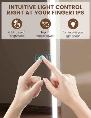 Full Length Jewelry Armoire with LED Mirror 360 Rotating Brown | Full Length LED Mirror, 3-color Light, 360 Rotating Base, Jewelry Storage, Makeup Tray, Shelves, Drawers