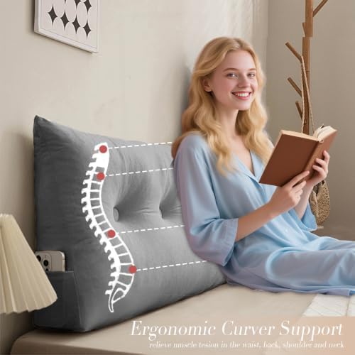 Wedge Headboard Pillow Twin XL, College Dorm Essentials Bed Reading