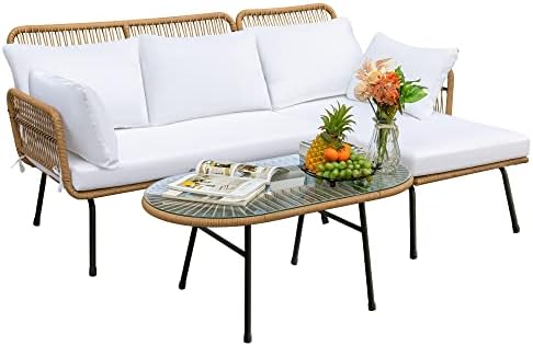 Devoko Outdoor Patio Furniture Set, Sectional Conversation Sofa Set