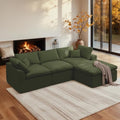 Korser 110" Cloud Boneless Couches for Living Room, Modern Modular Sectional Sofa with Ottoman, Sectional Cloud Couch with Comfy Deep Seats, Fluffy Chenille L-Shape Sofa Couch for Living Room, Green