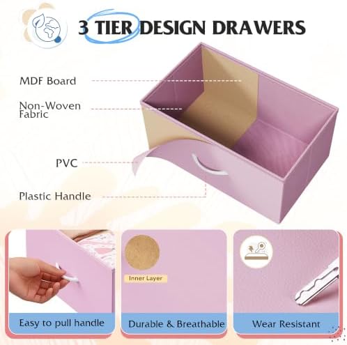 WLIVE 9 Drawer Dresser for Bedroom, Tall Chest of Drawers, A-Pink