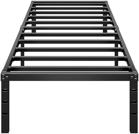 HLIPHA Metal Platform Bed Frame 16 Inch Tall,No Box Spring Needed,Twin Size Bed with Heavy Duty Strong Support Slats,Easy to Assemble,Black