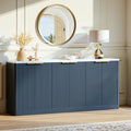 Evermagin 67" Fluted Blue Buffet Cabinet with Storage