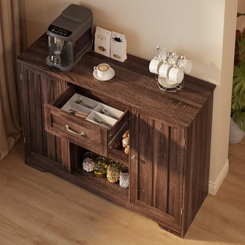 Gizoon 45" Kitchen Sideboard Buffet Cabinet with Storage, Dark Brown