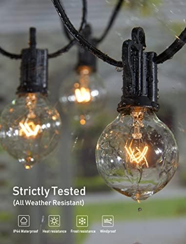 Brightown Outdoor String Lights 55FT Patio Lights with 50 Edison Glass Bulb