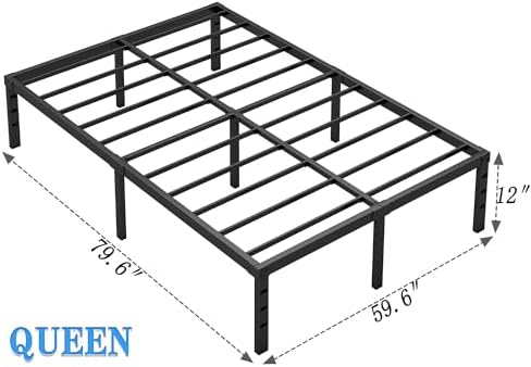 NEW JETO Metal Bed Frame,Queen Size Bed Frame with Storage Space,12 Inch
